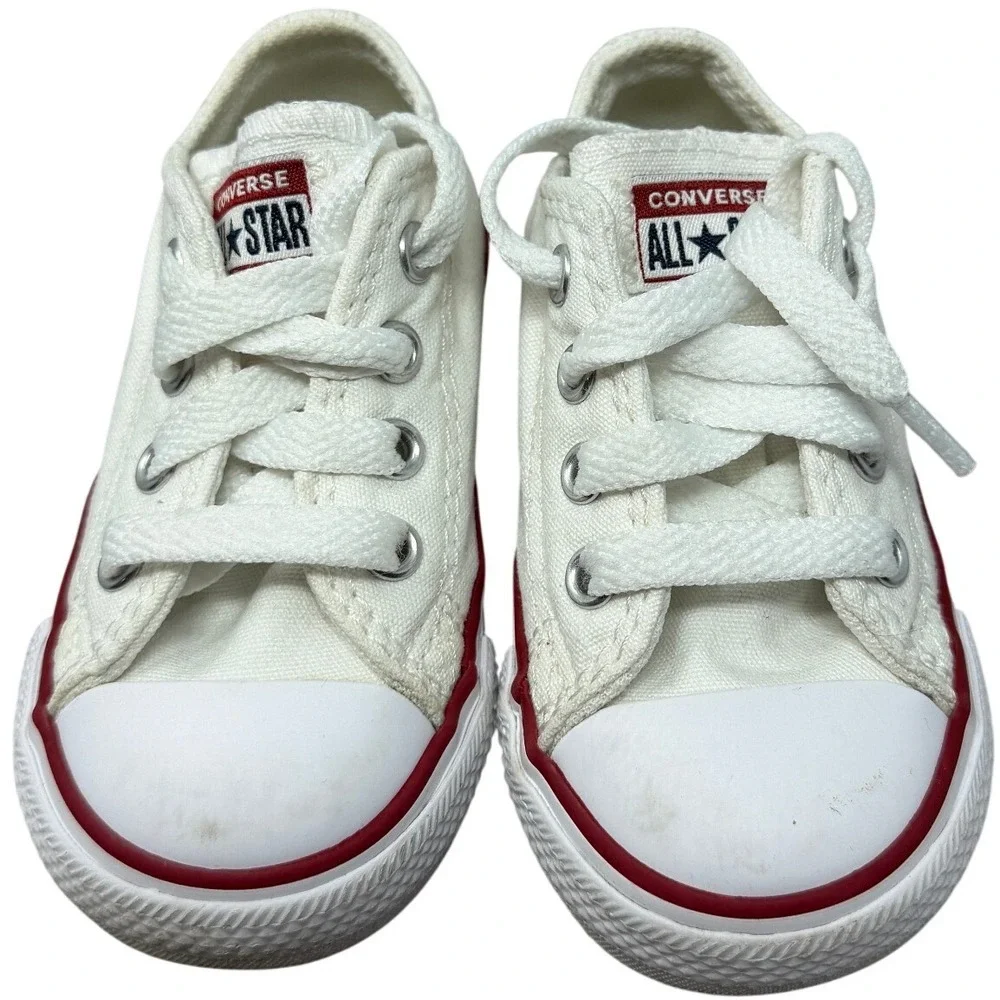 Converse Chuck Taylor All Star Low Top White Canvas Infant Sneakers Size 5 7J256
